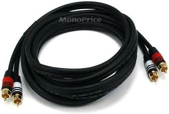 Alt view image 9 of 16 - Monoprice 10ft Premium 2 RCA Plug/2 RCA Plug M/M 22AWG Cable - Black