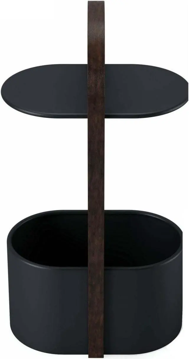 Alt view image 2 of 8 - Umbra Bellwood Side Table with Storage and Cable Management, Black/Walnut
