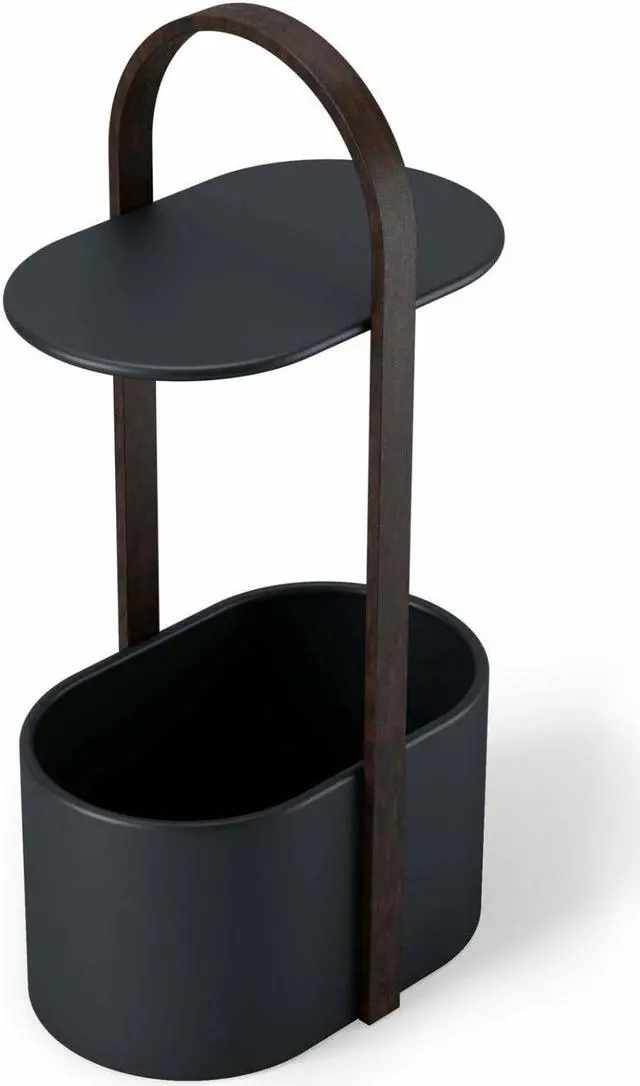 Alt view image 4 of 8 - Umbra Bellwood Side Table with Storage and Cable Management, Black/Walnut