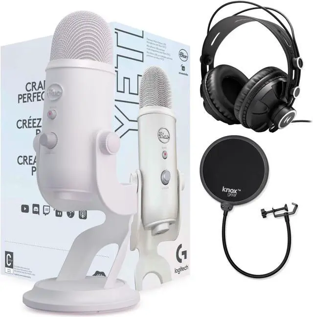 Main image of Blue Microphones Yeti USB Microphone (White Mist) with Monitor Headphones Bundle