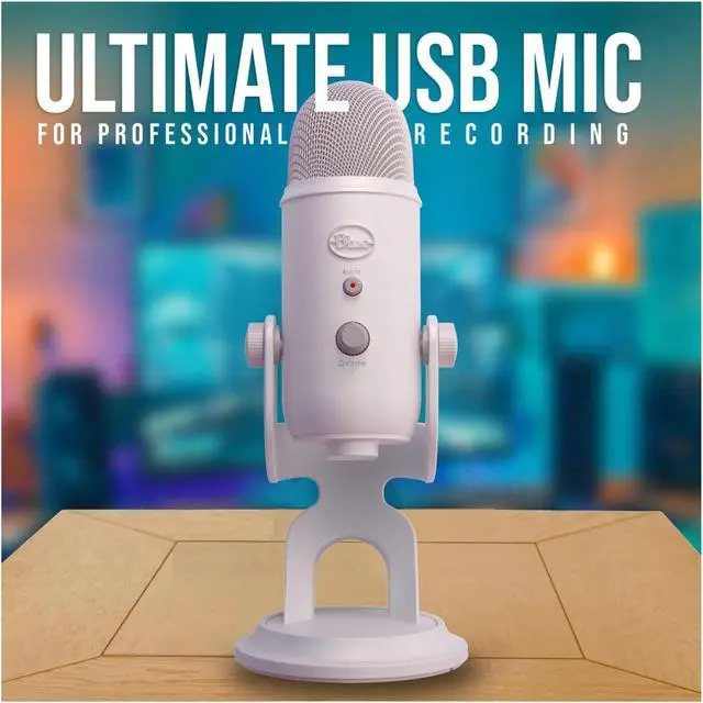 Alt view image 2 of 7 - Blue Microphones Yeti USB Microphone (White Mist) with Monitor Headphones Bundle
