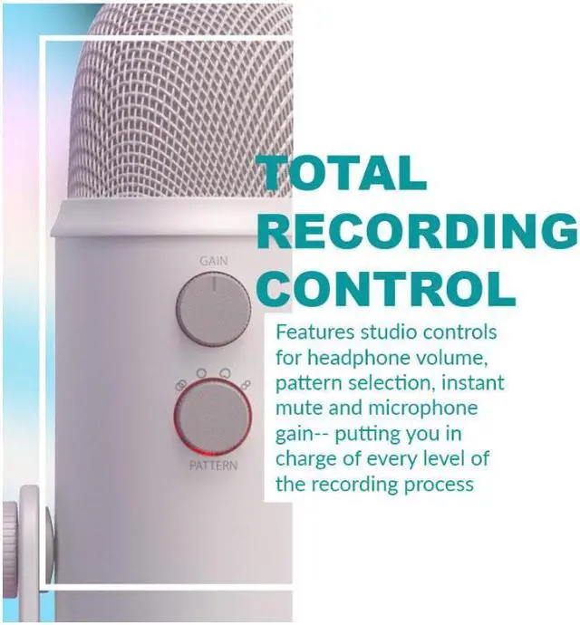 Alt view image 3 of 7 - Blue Microphones Yeti USB Microphone (White Mist) with Microphone Stand Bundle