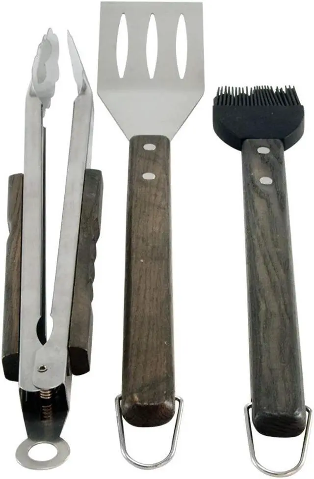 Alt view image 2 of 6 - Charcoal Companion CC1000 Oval Pro Chef Espresso 3-Piece BBQ Tool Set