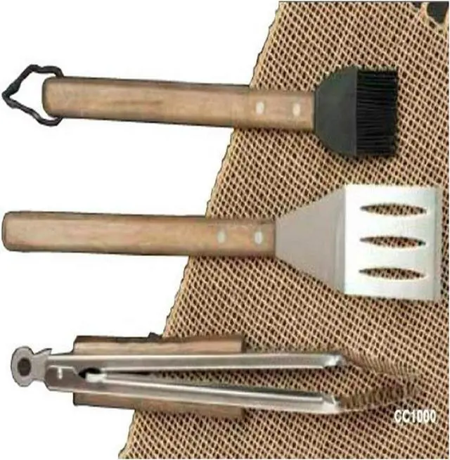 Alt view image 6 of 6 - Charcoal Companion CC1000 Oval Pro Chef Espresso 3-Piece BBQ Tool Set