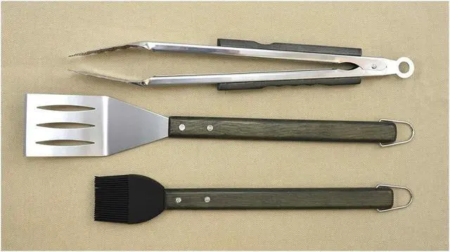 Alt view image 5 of 6 - Charcoal Companion CC1000 Oval Pro Chef Espresso 3-Piece BBQ Tool Set