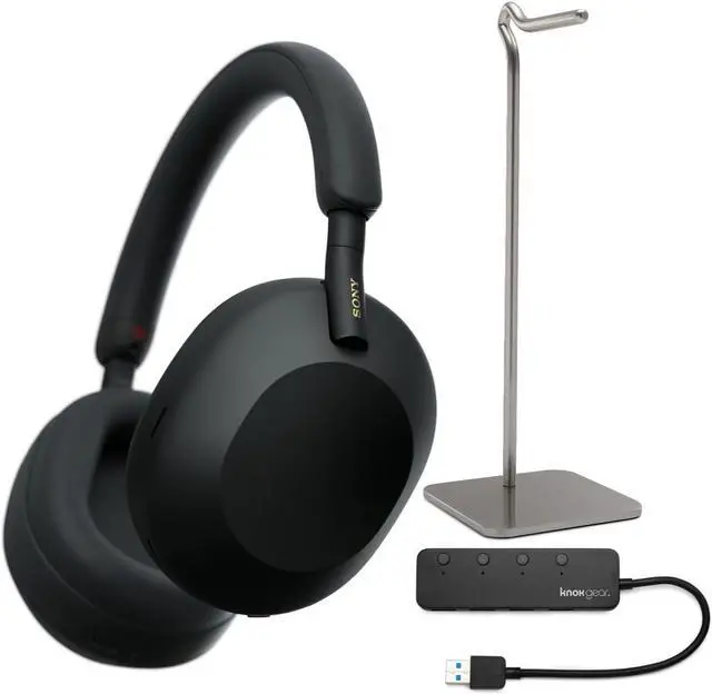 Alt view image 2 of 7 - Sony WH-1000XM5 Wireless Noise Canceling Over-Ear Headphones (Black) Bundle