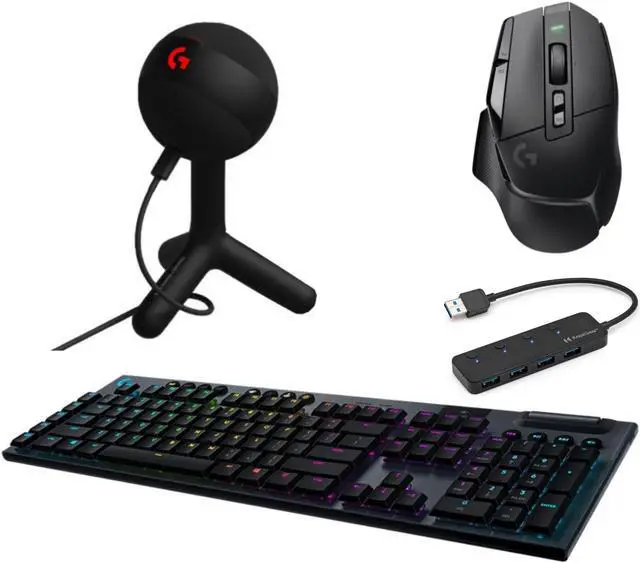 Main image of Logitech G Yeti Orb Premium RGB LIGHTSYNC-Powered Mic, G502 Mouse, G915 Keyboard, Knox 4Port USB Hub Gaming Bundle Black
