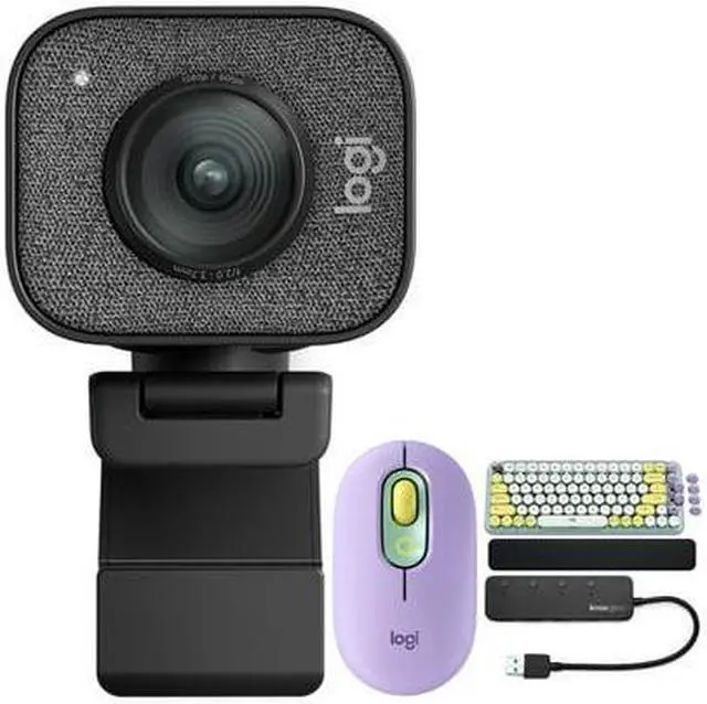 Logitech StreamCam Plus Webcam with Tripod (Graphite), Keyboard