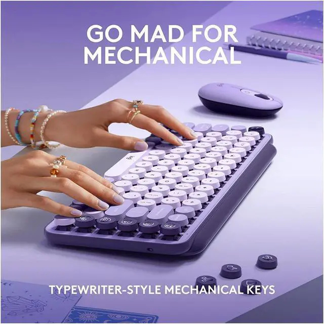 Alt view image 11 of 16 - Logitech POP Keys Wireless Mechanical Tenkeyless Keyboard Cosmos 920011233