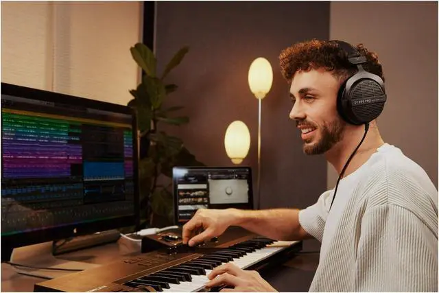 Alt view image 6 of 7 - Beyerdynamic DT 990 PRO Headphones (Black, Limited Edition) w/ Microphone Bundle