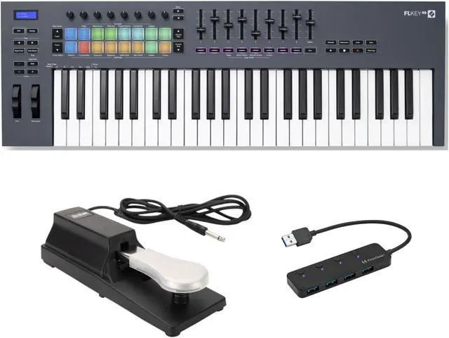 Main image of Novation FLkey 49-Key MIDI Keyboard Controller with Sustain Pedal and 4-Port USB