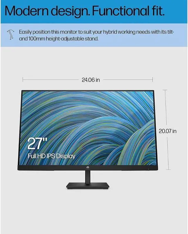 Alt view image 14 of 14 - hp m27ha fhd monitor - full hd monitor (1920 x 1080p) - ips panel and built-in audio - vesa compatible 27-inch monitor designed