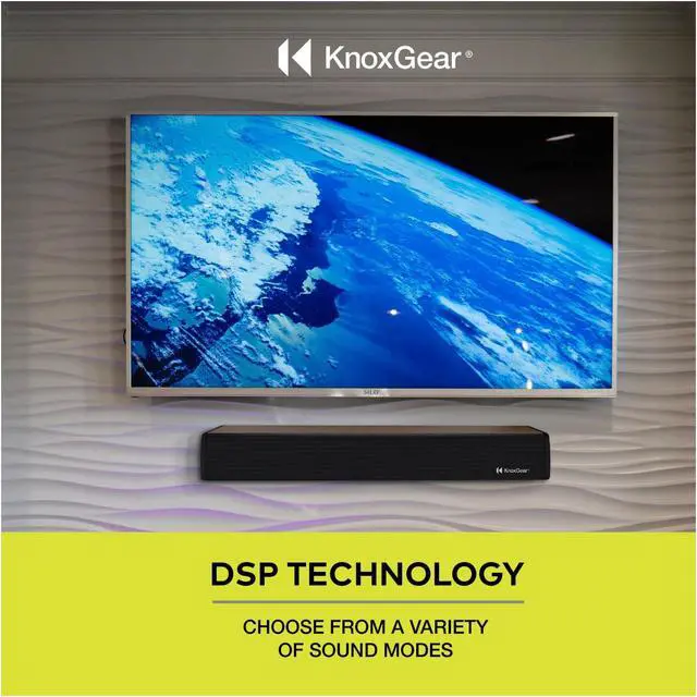 Alt view image 4 of 7 - Knox Gear 60-Watt Compact Wireless 2.0ch Soundbar with Bluetooth 5.0 (Black/Oak)