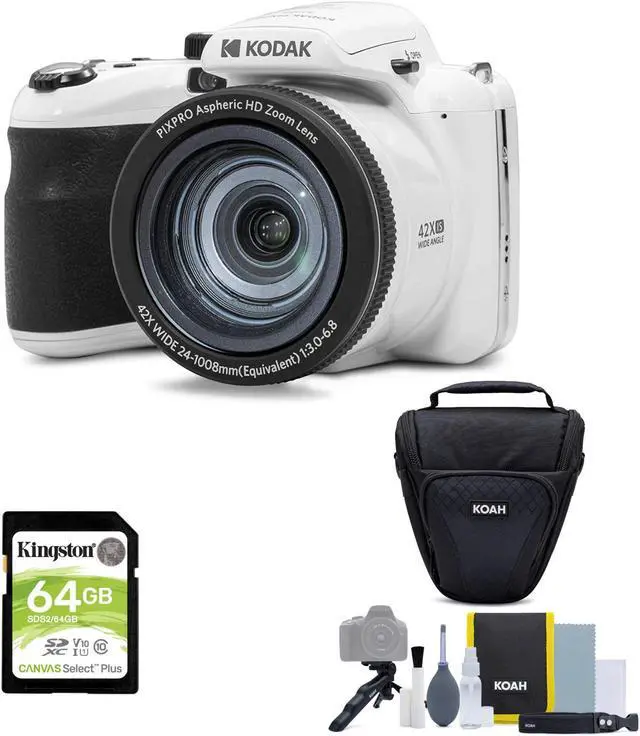 Main image of Kodak PIXPRO AZ425 Astro Zoom 20MP Camera (White) Bundle with Accessory Kit