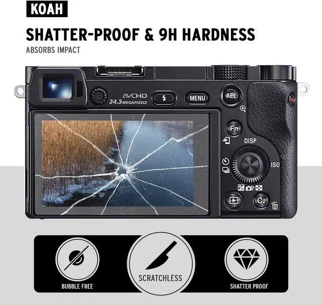 Alt view image 7 of 7 - Koah LCD Ultra Armor Screen Protector for Sony a6000, a6400 and a6600 Cameras