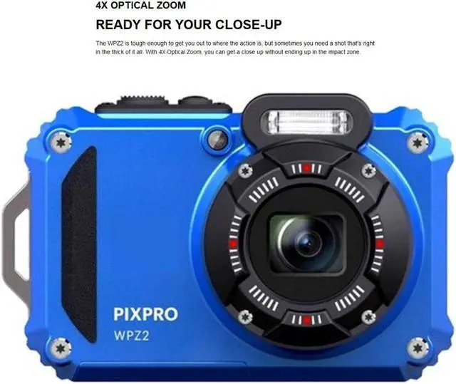 Alt view image 2 of 14 - Kodak PIXPRO WPZ2 Rugged Waterproof 16MP Digital Camera with 4x Zoom (Blue)