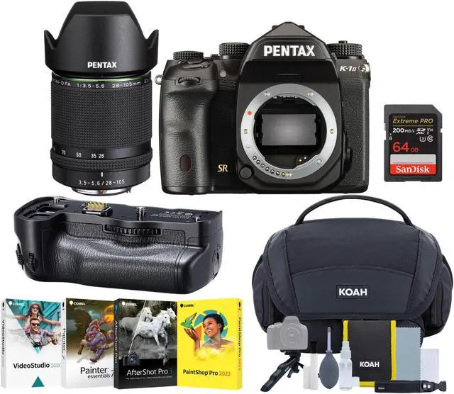 Main image of Pentax K-1 Mark II DSLR Camera, 28-105mm Lens w/Battery Grip, Memory Card Bundle