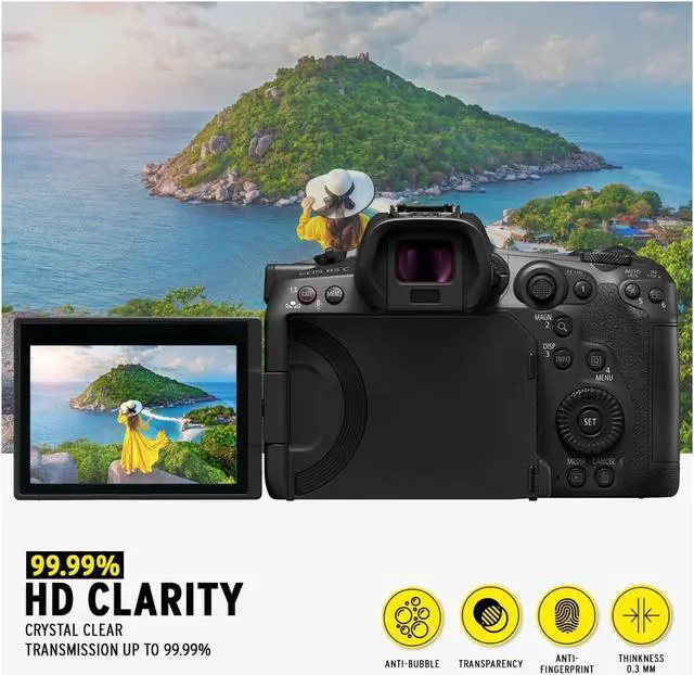 Alt view image 7 of 7 - Koah LCD Ultra Armor Screen Protector for Canon EOS R5 Mirrorless Camera
