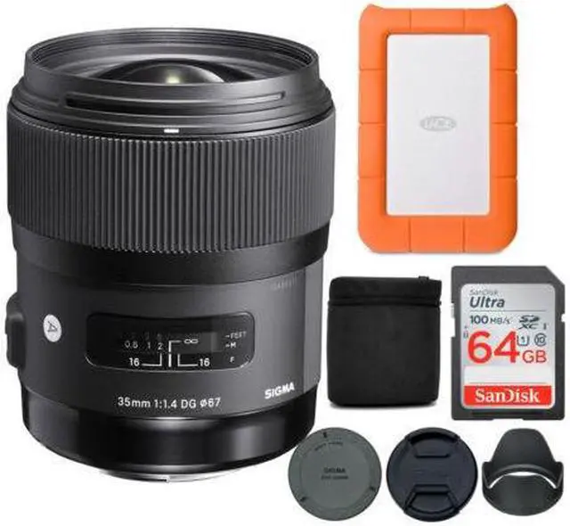 Alt view image 2 of 7 - Sigma 35mm f/1.4 Art DG HSM Lens for Canon DSLR Cameras with 64GB SD Card Bundle