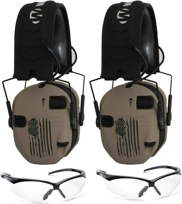 Main image of Walker's Razor Slim Electronic Shooting Earmuffs and Glasses (US Flag, 2-Pack)