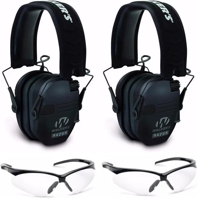 Main image of Walker's Razor Slim Electronic Shooting Range Earmuffs and Glasses (2-Pack)