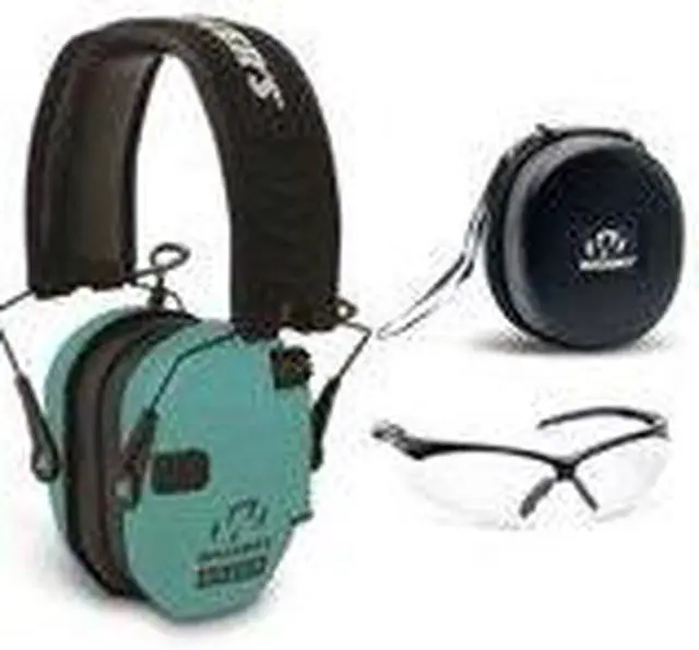 Alt view image 3 of 7 - Walker's Razor Slim Electronic Shooting Earmuffs (Teal) with Case and Glasses