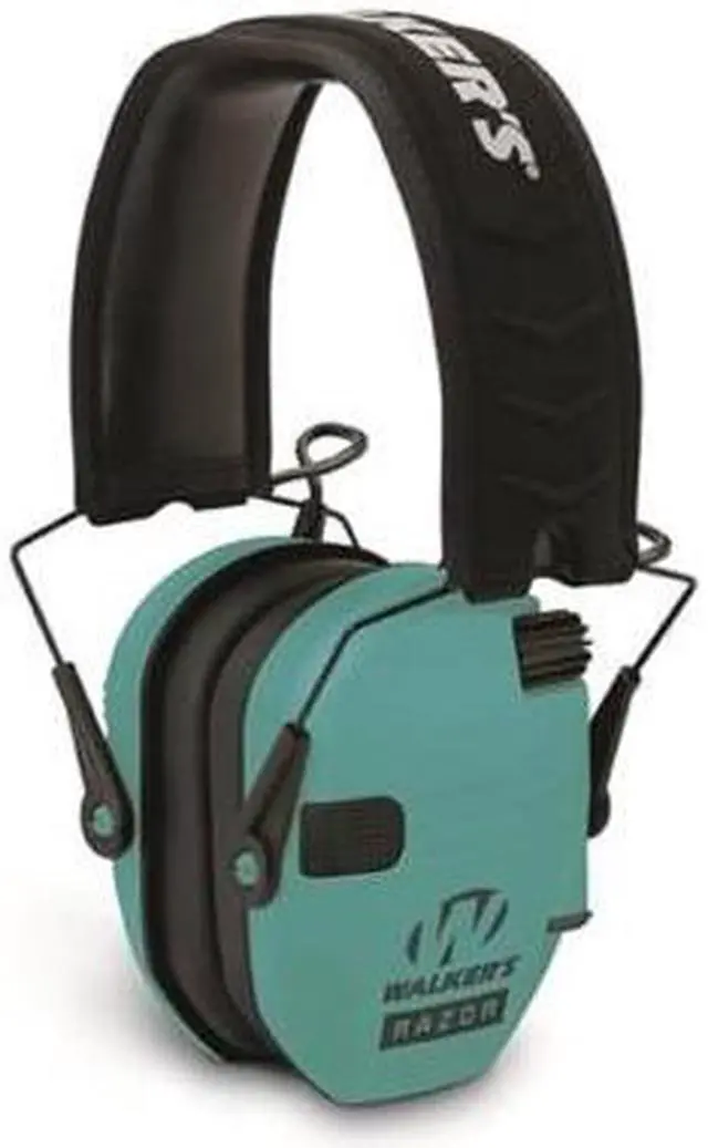Alt view image 7 of 7 - Walker's Razor Slim Electronic Shooting Earmuffs (Teal) with Case and Glasses