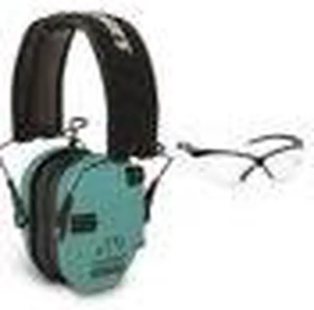 Alt view image 3 of 7 - Walker's Razor Slim Electronic Shooting Range Earmuffs (Teal) and Glasses Kit
