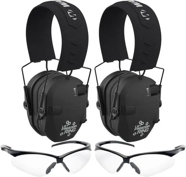 Main image of Walkers Razor Slim (Let Freedom Ring) Earmuffs with Shooting Glasses(2-Pack)