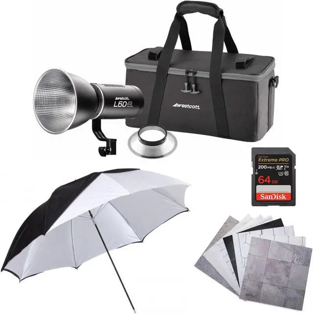 Main image of Westcott L60-B Bi-Color LED Video Light (60W) with 32 in Umbrella Bundle