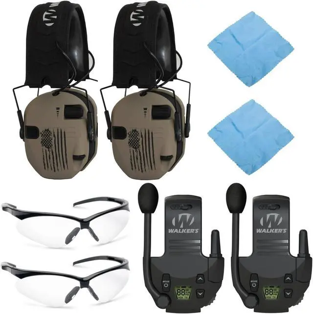 Main image of Walker's Razor Slim Electronic Muff (US Flag, 2Pack) Sport Bundle with Accessory