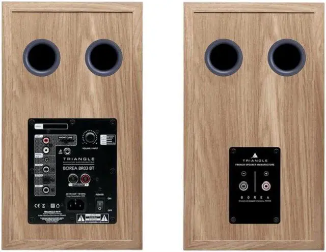 Alt view image 2 of 6 - Triangle Borea Active Bluetooth Bookshelf Speaker Pair - Light Oak Blue (BR03BT)