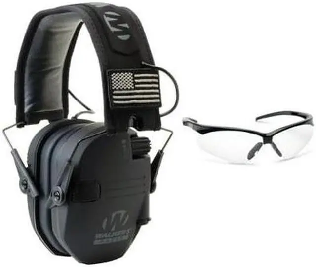 Main image of Walker's Razor Slim Electronic Hearing Muffs (Camo) and Shooting Glasses Kit