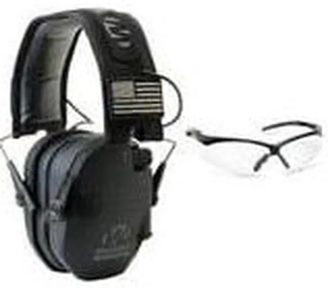 Alt view image 3 of 7 - Walker's Razor Slim Electronic Hearing Muffs (Camo) and Shooting Glasses Kit