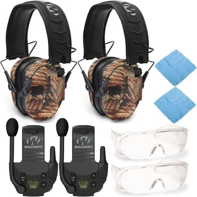 Main image of Walker's Razor Slim Electronic Shooting Muff (American Flag, 2-Pack) Bundle