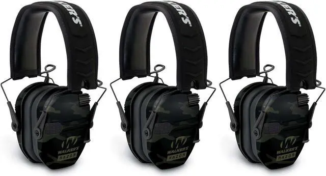 Main image of Walker's Razor Slim Electronic Shooting Muffs 3-Pack (Multi Cam Camo Gray)