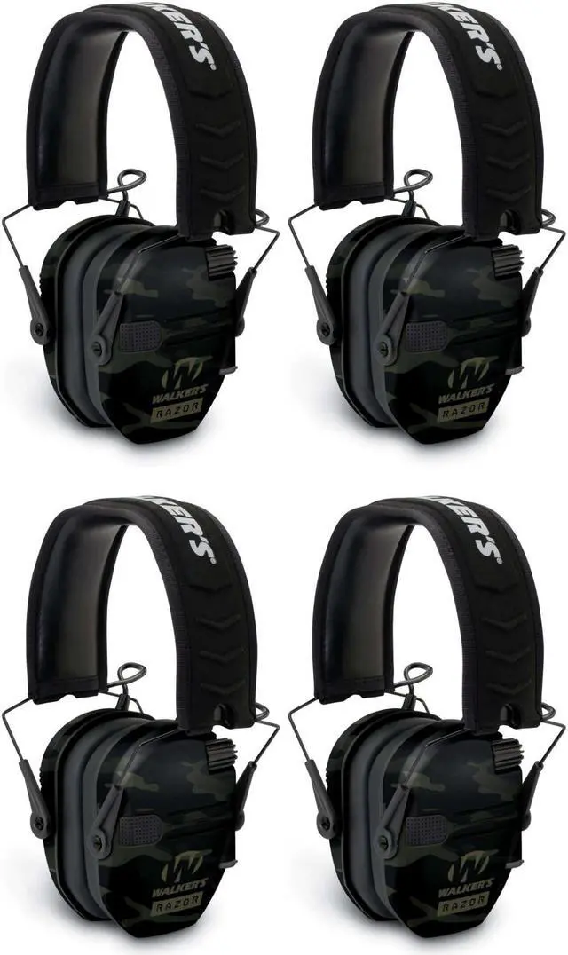 Main image of Walker's Razor Slim Electronic Shooting Muffs 4-Pack, Multi cam Camo Gray
