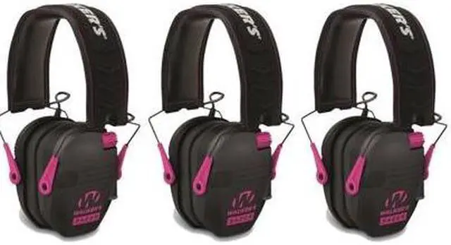 Main image of Walker's Razor Slim Electronic Shooting Muffs 3-Pack, Pink