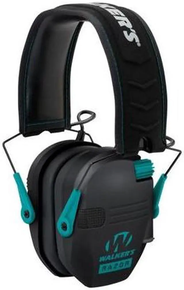 Alt view image 6 of 7 - Walkers Razor Shooting Muff (Black/Teal) with Walkie Talkie, Glasses and Cloth