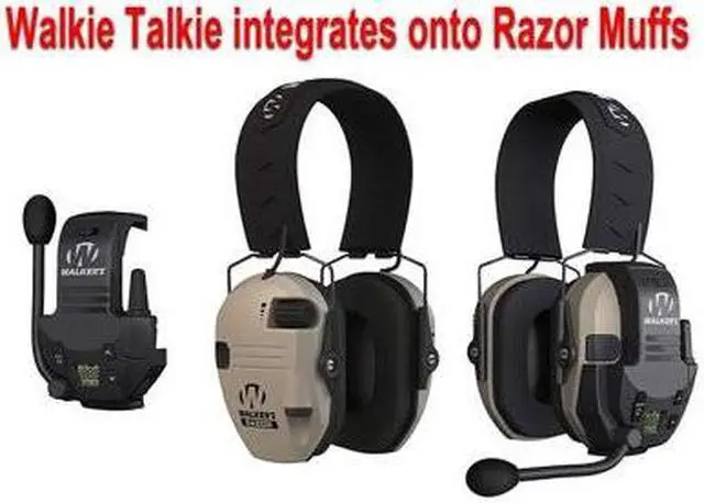 Alt view image 4 of 6 - Walkers Razor Digital Ear Muffs (Raid Kryptek) with Walkie-Talkie and Glasses