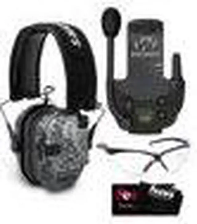 Alt view image 2 of 6 - Walkers Razor Digital Ear Muffs (Raid Kryptek) with Walkie-Talkie and Glasses