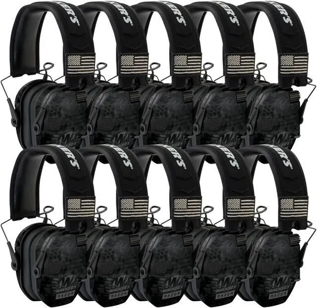 Main image of Walker's Razor Slim Electronic Shooting Muffs Patriot Series (Camo) (10-Pack)