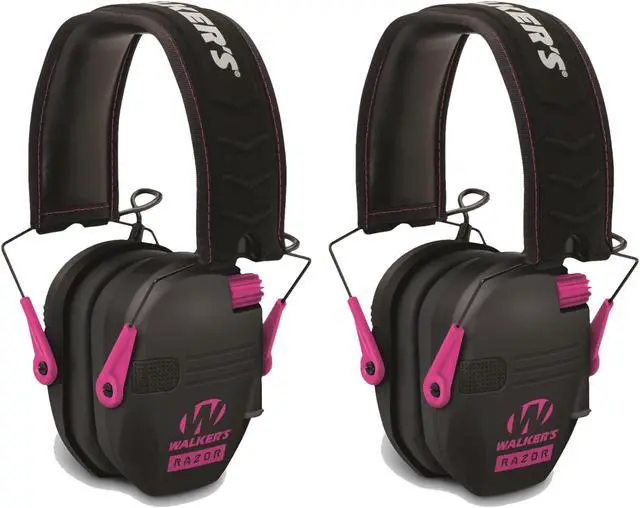 Main image of Walker's Razor Slim Electronic Shooting Muffs 2-Pack, Pink