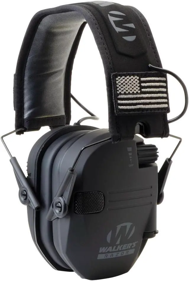 Alt view image 2 of 4 - Walker's Razor Slim Electronic Shooting Muffs 4-Pack, Black America Patch