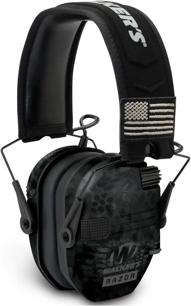 Alt view image 2 of 7 - Walker's Razor Slim Electronic Earmuff (Kryptek Camo) and Glasses (2-Pack)