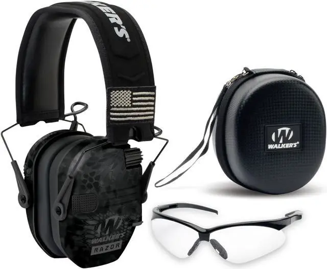 Main image of Walkers Razor Slim Electronic Muff Patriot Series (Camo) with Case and Glasses