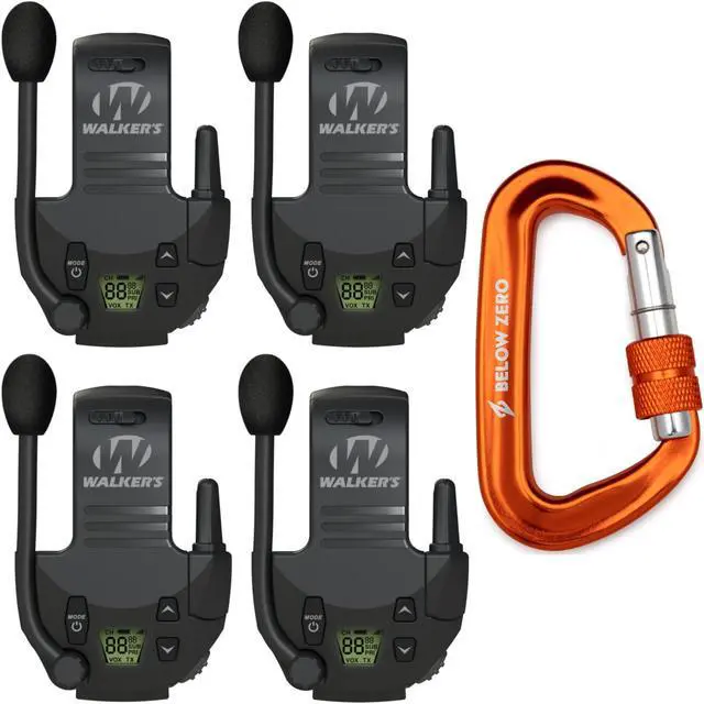 Main image of Walker's Tactical/Hunting Walkie Talkie for Razor Muffs (4-Pack) with Carabiner
