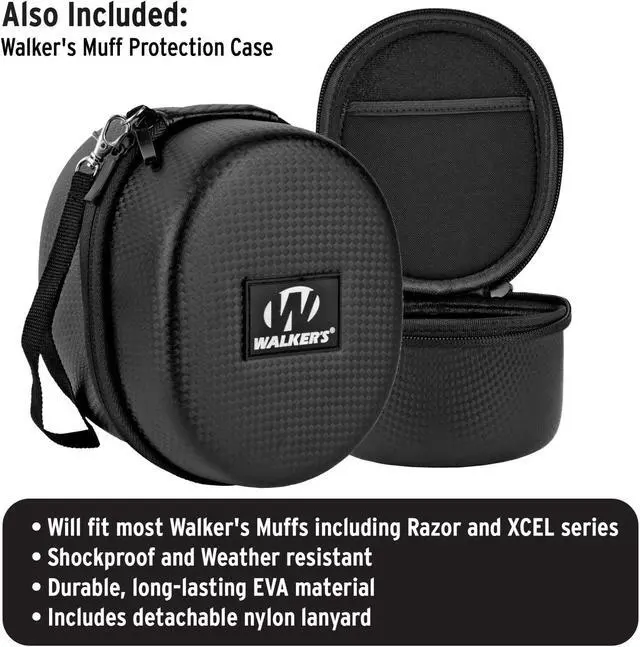 Alt view image 3 of 7 - Walker's XCEL 500BT Digital Electronic Muff And Protective Case Bundle (Green)