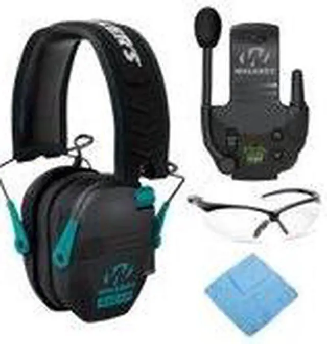Alt view image 3 of 7 - Walkers Razor Slim Electronic Muff (Black/Teal) with Walkie Talkie Bundle