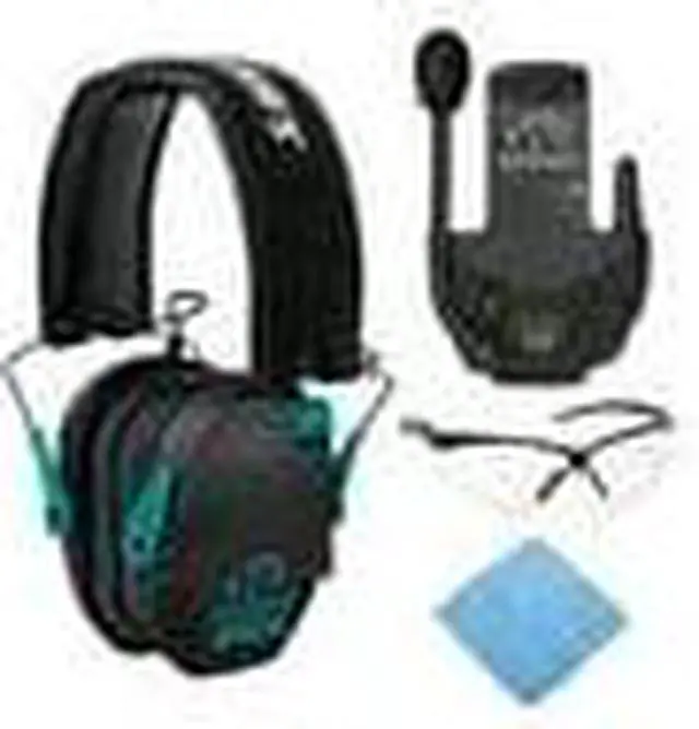 Alt view image 4 of 7 - Walkers Razor Slim Electronic Muff (Black/Teal) with Walkie Talkie Bundle